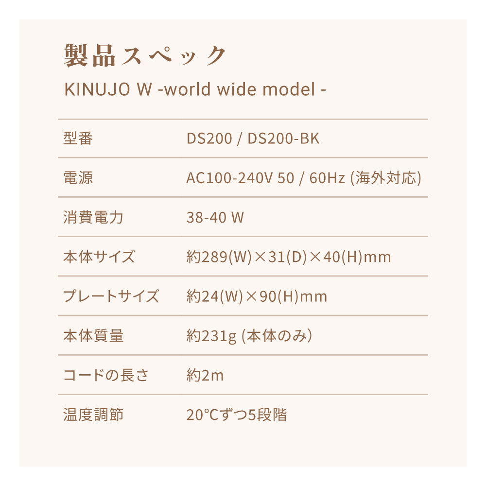 KINUJO キヌージョ ストレートアイロン worldwide model