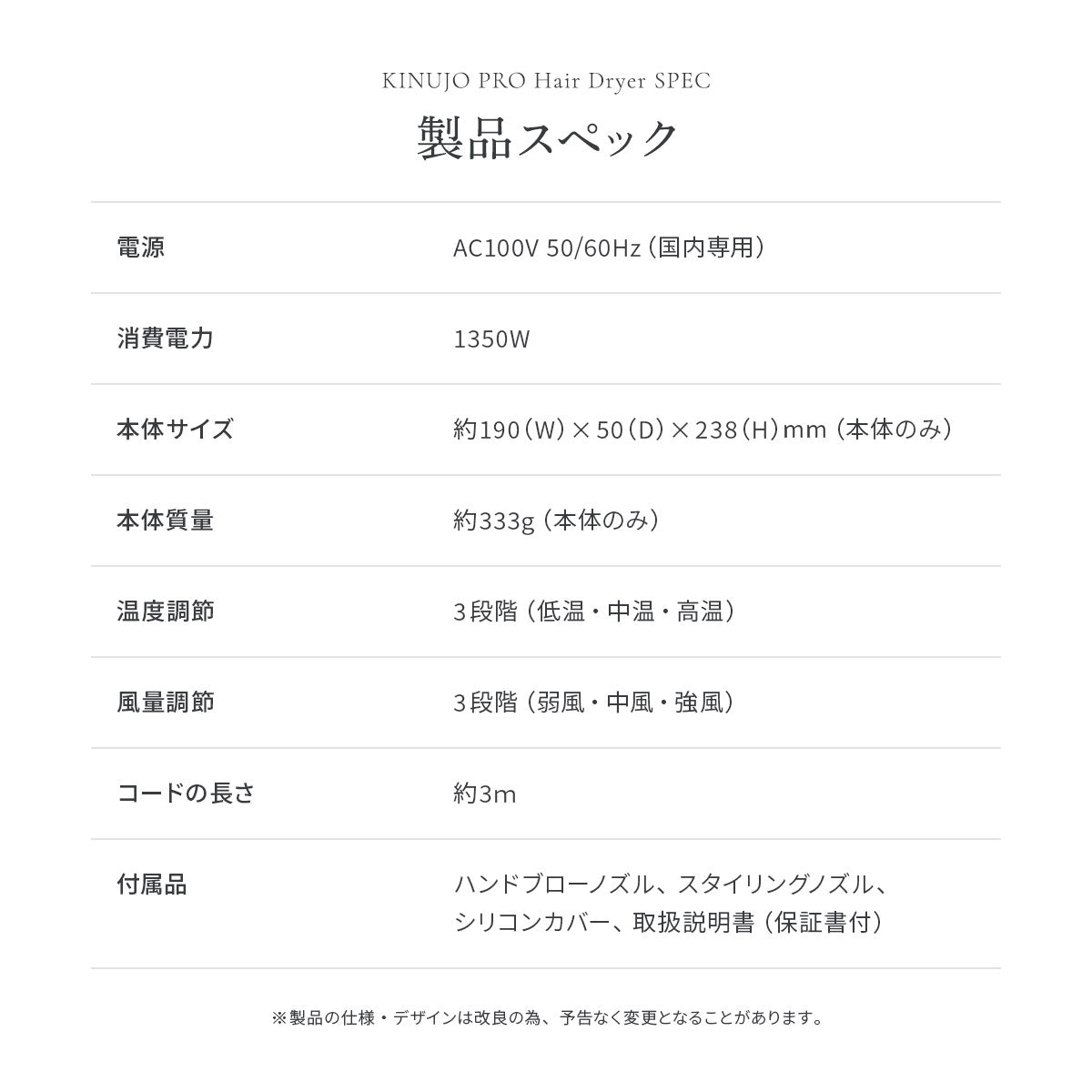 KINUJO  キヌージョ プロ ヘアドライヤー